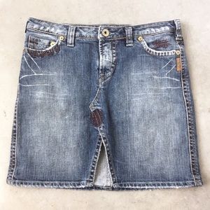 Silver Jeans Mini Skirt Distressed Denim Festival